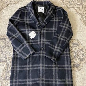 New Zara Checkered Peacoat
